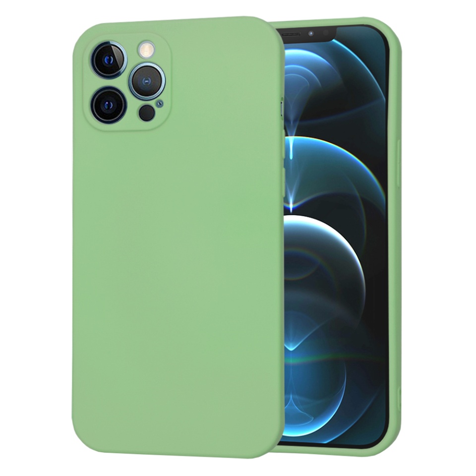 Husa pentru iPhone 12 Pro Max din Silicon Catifelat, Protectie Premium, Skyddar SoftElegance MagSafe - Verde deschis - 1 | YEO