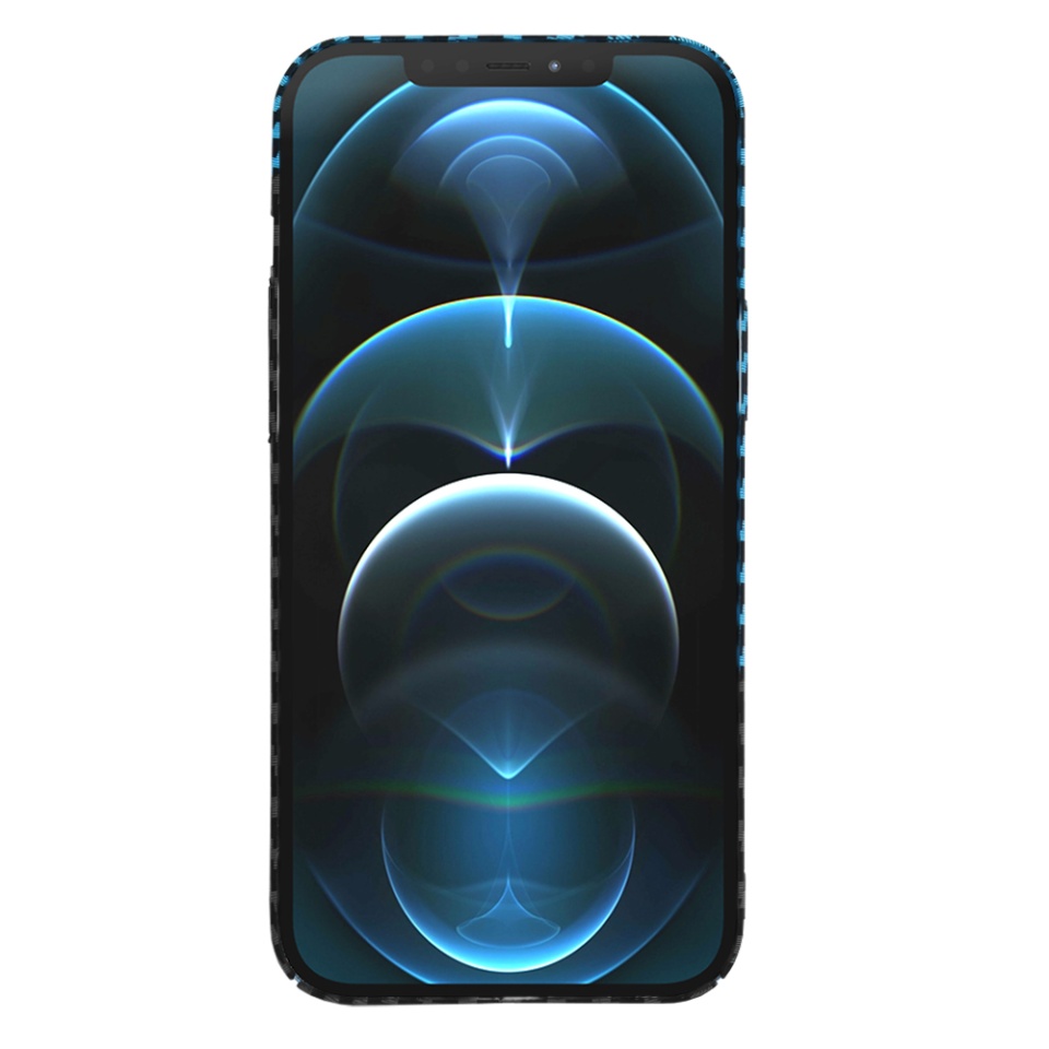Husa pentru iPhone 12 Pro Max, Finisaj Premium cu Textura de Carbon, Design Elegant, SKDR CarbonFlex - Bleu - 2 | YEO