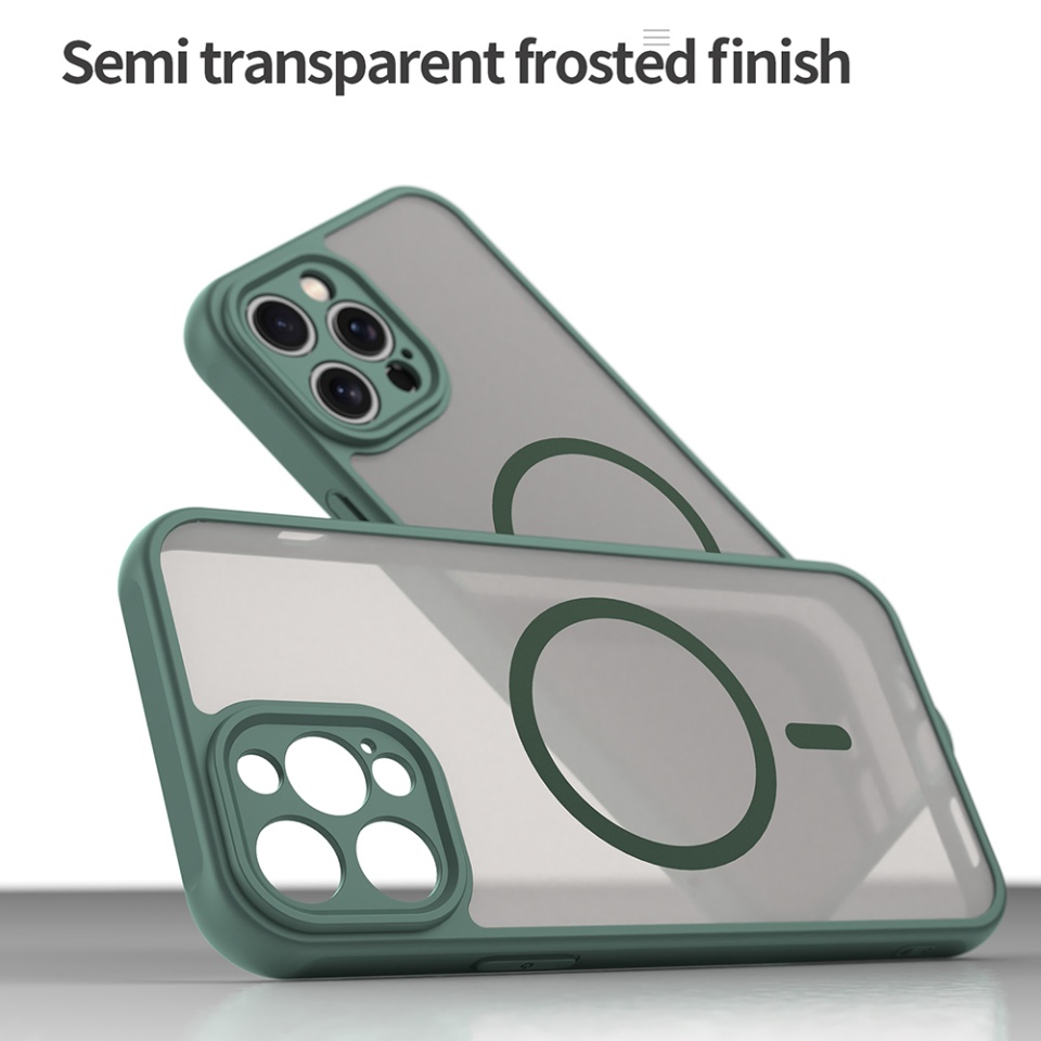 Husa pentru iPhone 12 Pro Max, SKYDDAR INNOVATION, HaloFrost MagSafe II, Antisoc, set cu sticker, Verde - 3 | YEO