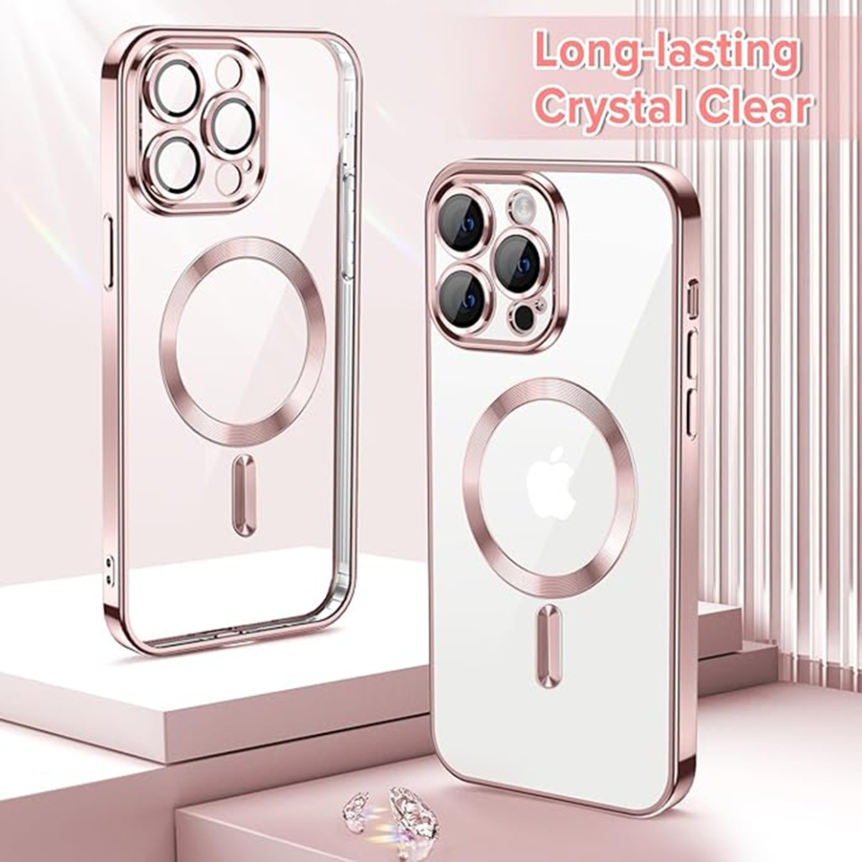 Husa pentru iPhone 12 Pro Max, SKYDDAR INNOVATION, Luxury Shield Magsafe, Protectie Antisoc, Roz, set cu sticker - 1 | YEO