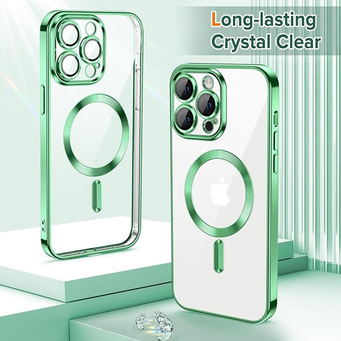 Husa pentru iPhone 12 Pro, SKYDDAR INNOVATION, Luxury Shield Magsafe, Protectie Antisoc, Verde deschis, set cu sticker - 1 | YEO