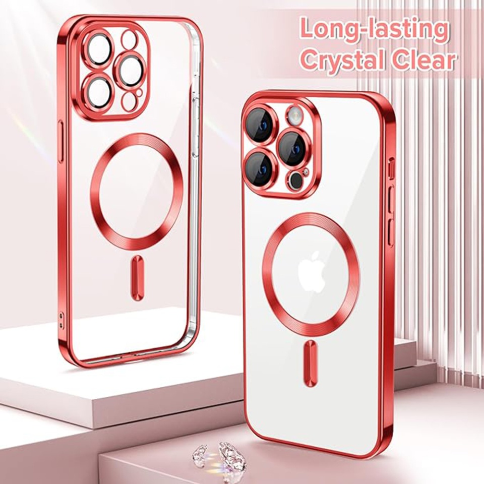 Husa pentru iPhone 12 Pro, SKYDDAR INNOVATION, Luxury Shield Magsafe, Protectie Antisoc, Rosu, set cu sticker - 1 | YEO
