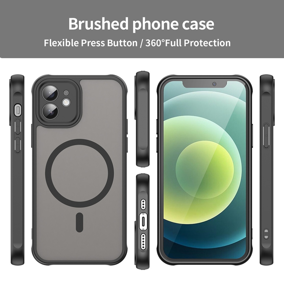 Husa pentru iPhone 12, SKYDDAR INNOVATION, HaloFrost MagSafe II, Antisoc, set cu sticker, Negru - 3 | YEO