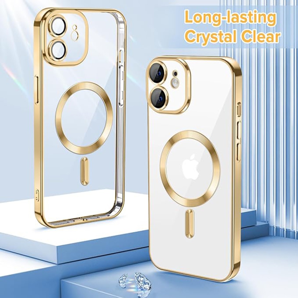 Husa pentru iPhone 12, SKYDDAR INNOVATION, Luxury Shield Magsafe, Protectie Antisoc, Auriu, set cu sticker - 1 | YEO
