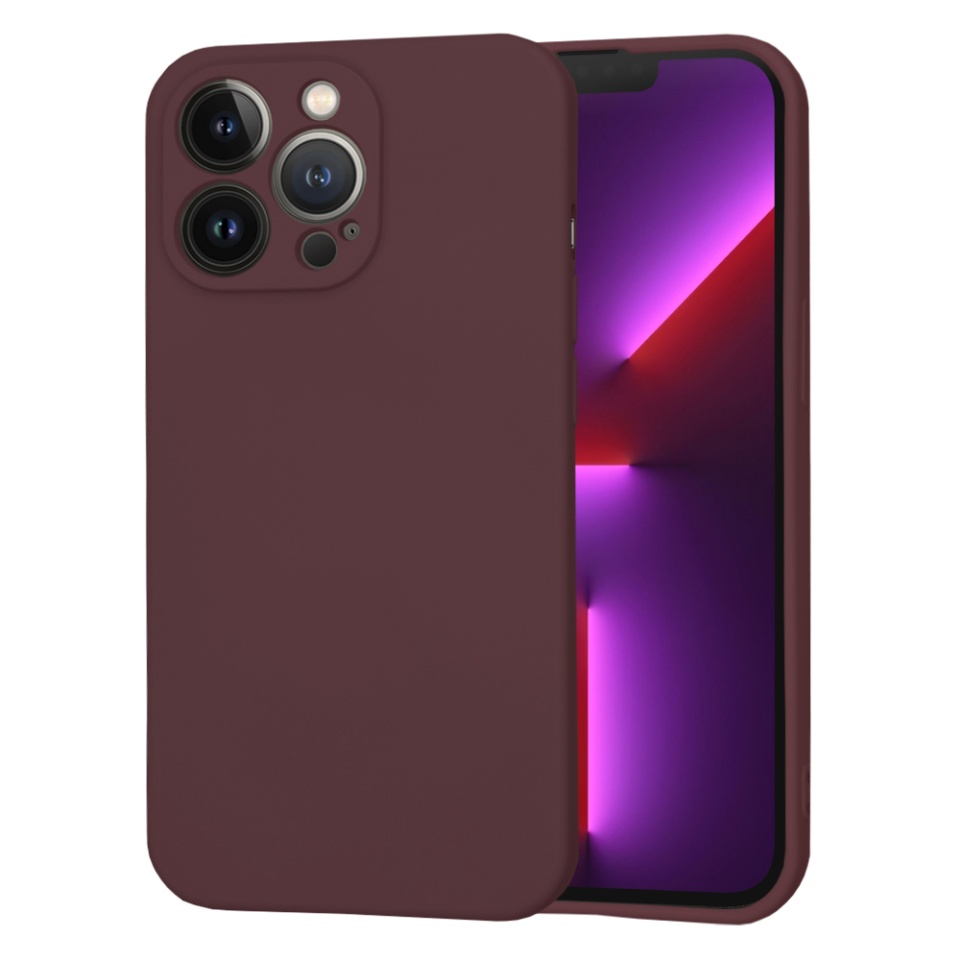 Husa pentru iPhone 13 Pro din Silicon Catifelat, Protectie Premium, Skyddar SoftElegance MagSafe - Bordo - 1 | YEO