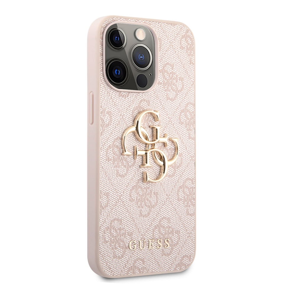 Husa pentru iPhone 13 Pro, Guess 4G Metal Logo, Protectie Slim, Compatibila, Roz - 3 | YEO