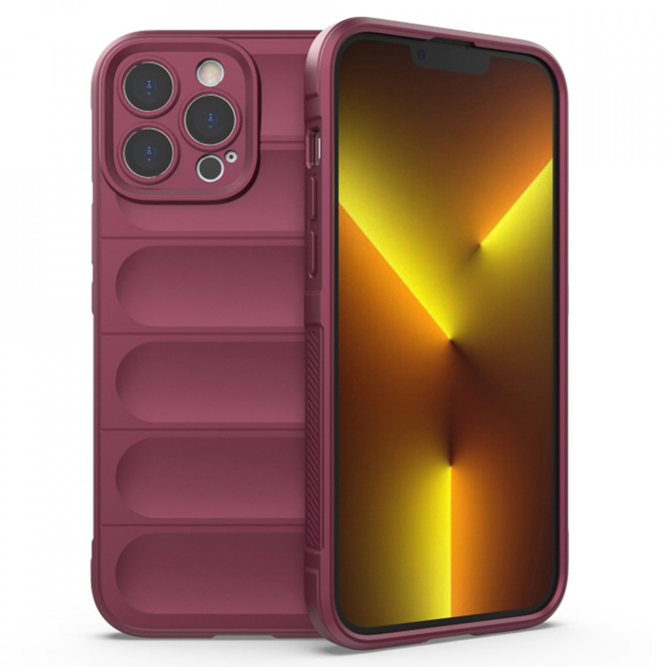 Husa pentru iPhone 13 Pro Max eleganta, din silicon mat, SKDR Vogue - Bordo