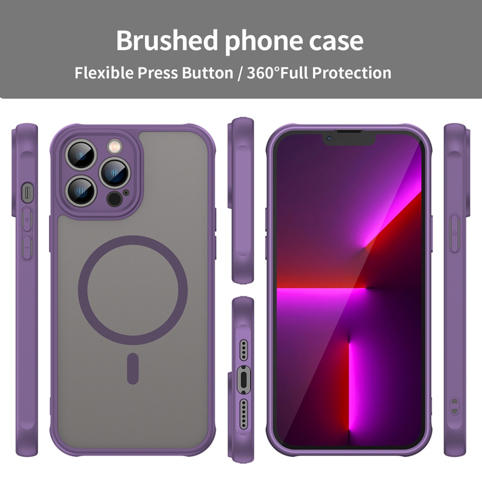 Husa pentru iPhone 13 Pro Max, SKYDDAR INNOVATION, HaloFrost MagSafe II, Antisoc, set cu sticker, Mov - 3 | YEO