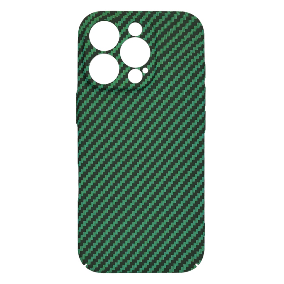Husa pentru iPhone 13 Pro Max, SKYDDAR INNOVATION, textura carbon, Carbonite FiberShell, Verde, set cu sticker - 3 | YEO
