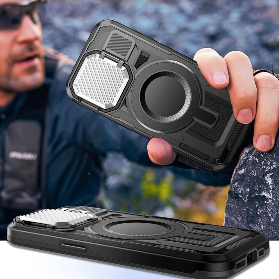 Husa pentru iPhone 13 Pro, SKYDDAR INNOVATION, CamVault MagSafe cu Protectie Camera, set cu sticker, Negru - 3 | YEO