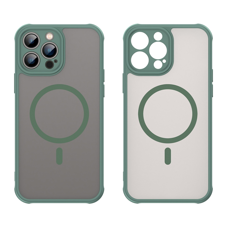 Husa pentru iPhone 13 Pro, SKYDDAR INNOVATION, HaloFrost MagSafe II, Antisoc, set cu sticker, Verde - 1 | YEO