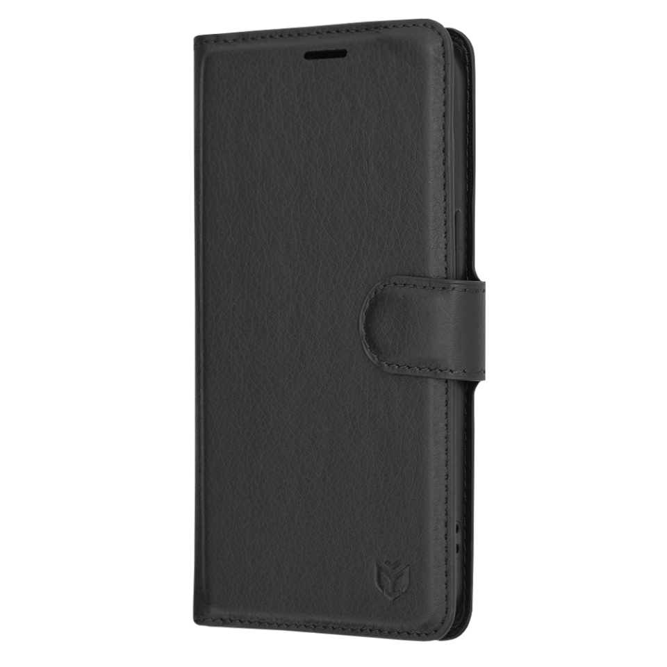 Husa pentru iPhone 13 Pro, SKYDDAR INNOVATION, Leather Folio, tip Carte, cu Portofel Interior, Finisaje Premium, Negru, set cu sticker - 3 | YEO