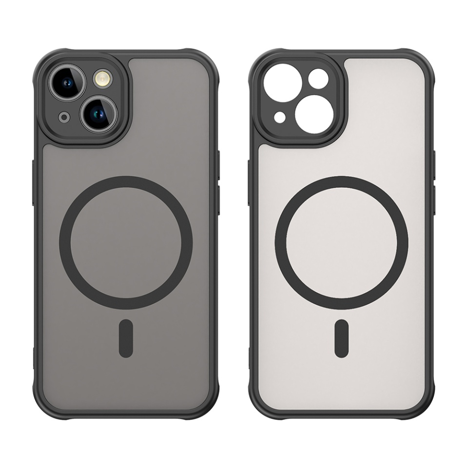 Husa pentru iPhone 13, SKYDDAR INNOVATION, HaloFrost MagSafe II, Antisoc, set cu sticker, Negru - 1 | YEO