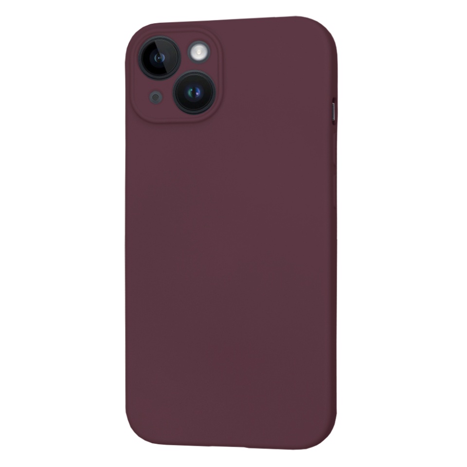 Husa pentru iPhone 14 din Silicon Catifelat, Protectie Premium, Skyddar SoftElegance - Bordo - 2 | YEO