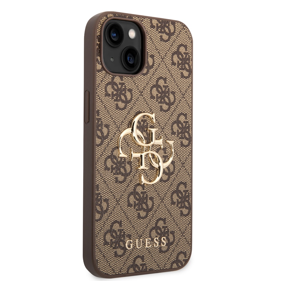 Husa pentru iPhone 14, Guess Hardcase 4G Big Metal Logo, Protectie Slim, Compatibila, Maro - 3 | YEO