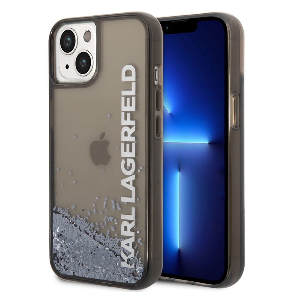 Husa pentru iPhone 14, Hardcase Liquid Glitter, Karl Lagerfeld - Negru