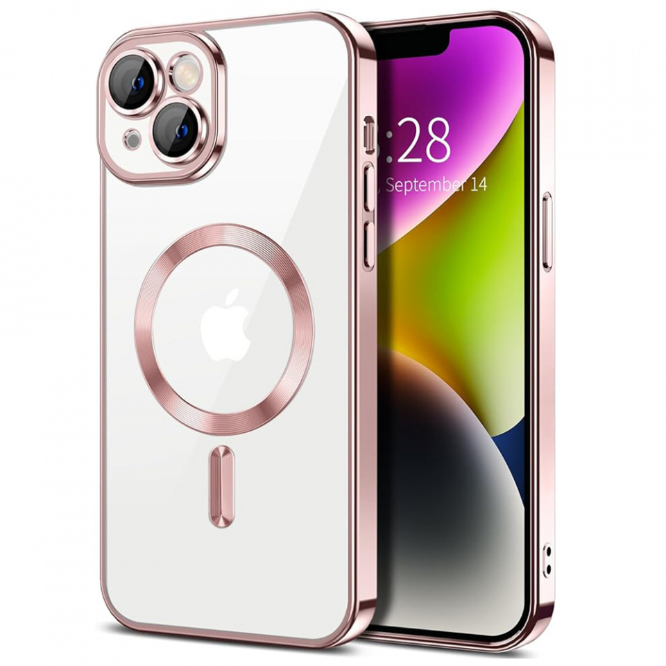 Husa pentru iPhone 14 Plus cu Magsafe integrat, SKYDDAR Luxury Shield - Roz