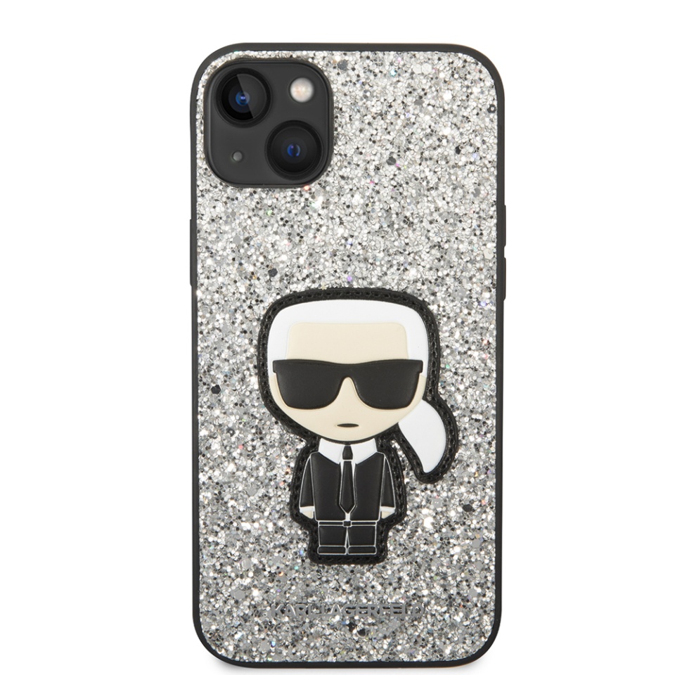Husa pentru iPhone 14 Plus, Hardcase Glitter, Karl Lagerfeld, Argintiu - 2 | YEO