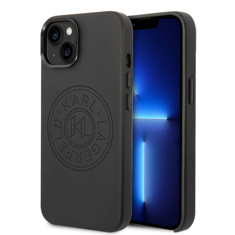 Husa pentru iPhone 14 Plus, Hardcase Leather, Karl Lagerfeld, Negru