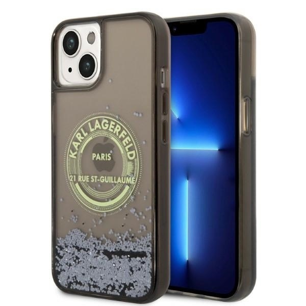 Husa pentru iPhone 14 Plus, Hardcase Liquid Glitter, Karl Lagerfeld - Sclipici Negru