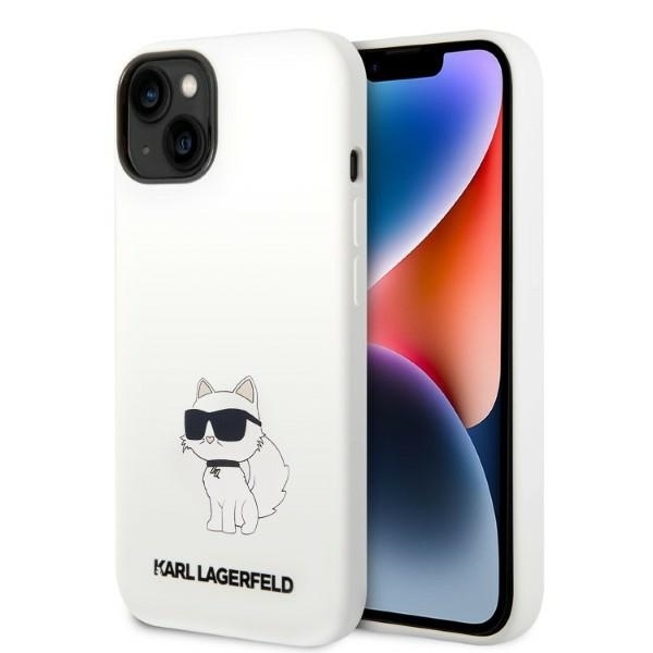 Husa pentru iPhone 14 Plus, Silicone MagSafe, Karl Lagerfeld - Alb