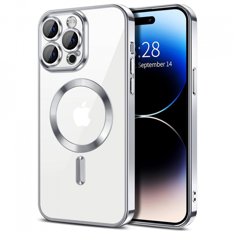 Husa pentru iPhone 14 Pro cu Magsafe integrat, SKYDDAR Luxury Shield - Argintiu