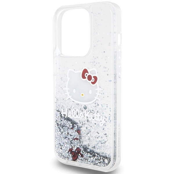 Husa pentru iPhone 14 Pro, Hardcase Liquid Glitter, Hello Kitty - Argintiu - 1 | YEO