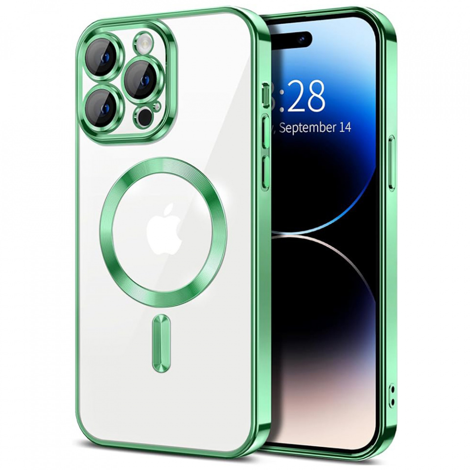 Husa pentru iPhone 14 Pro Max cu Magsafe integrat, SKYDDAR Luxury Shield - Verde deschis