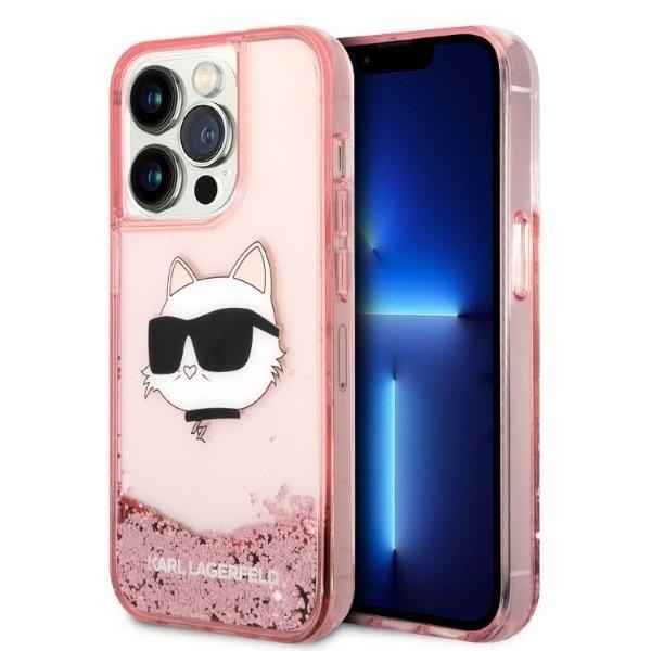 Husa pentru iPhone 14 Pro Max, Hardcase Glitter, Karl Lagerfeld, Roz