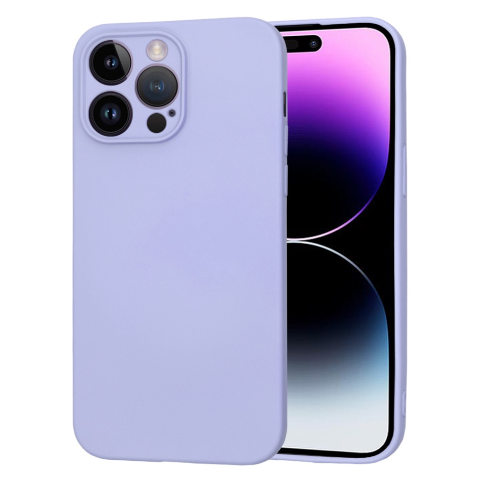 Husa pentru iPhone 14 Pro Max, SKYDDAR INNOVATION, din Silicon Catifelat, SoftElegance , Violet, set cu sticker