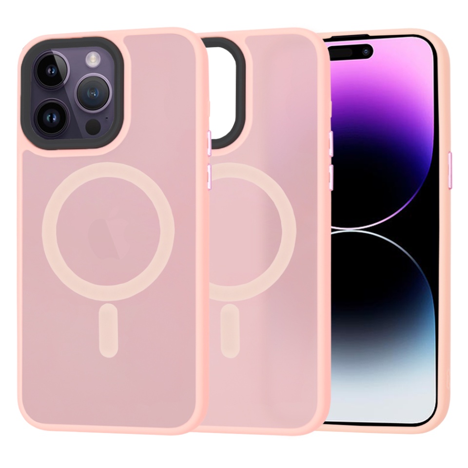 Husa pentru iPhone 14 Pro Max, SKYDDAR INNOVATION, HaloFrost MagSafe, Antisoc, set cu sticker, Roz