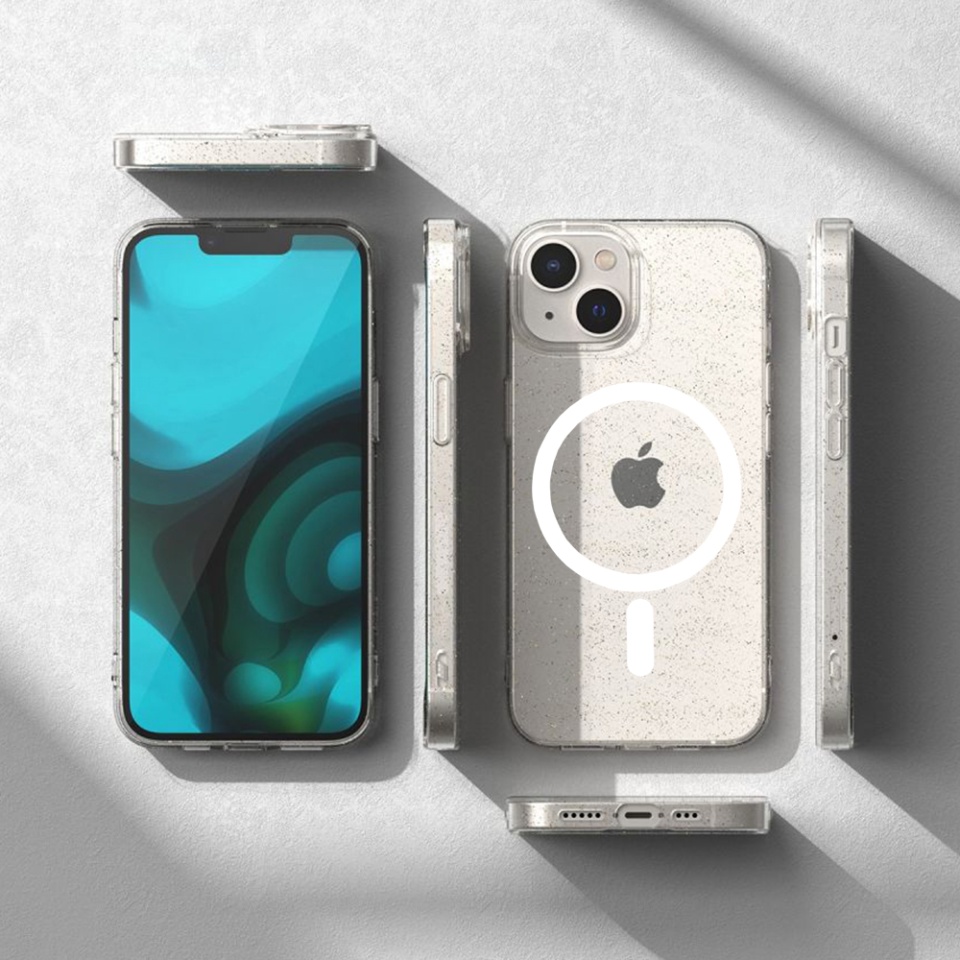 Husa pentru iPhone 14 Pro Max, SKYDDAR INNOVATION, SparkleSkin Magsafe, din Silicon TPU cu Sclipici, Design Elegant si Ultra Subtire, Transparenta, set cu sticker - 6