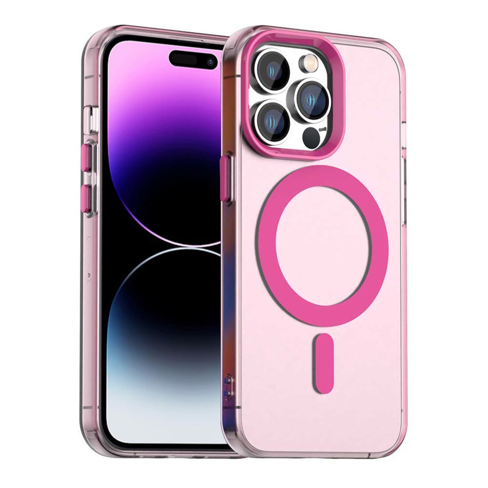 Husa pentru iPhone 14 Pro Max, SKYDDAR INOVATION, CandyCase, Magsafe, set cu sticker, Roz