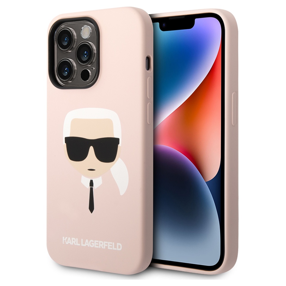 Husa pentru iPhone 14 Pro, Silicone MagSafe, Karl Lagerfeld - Roz deschis