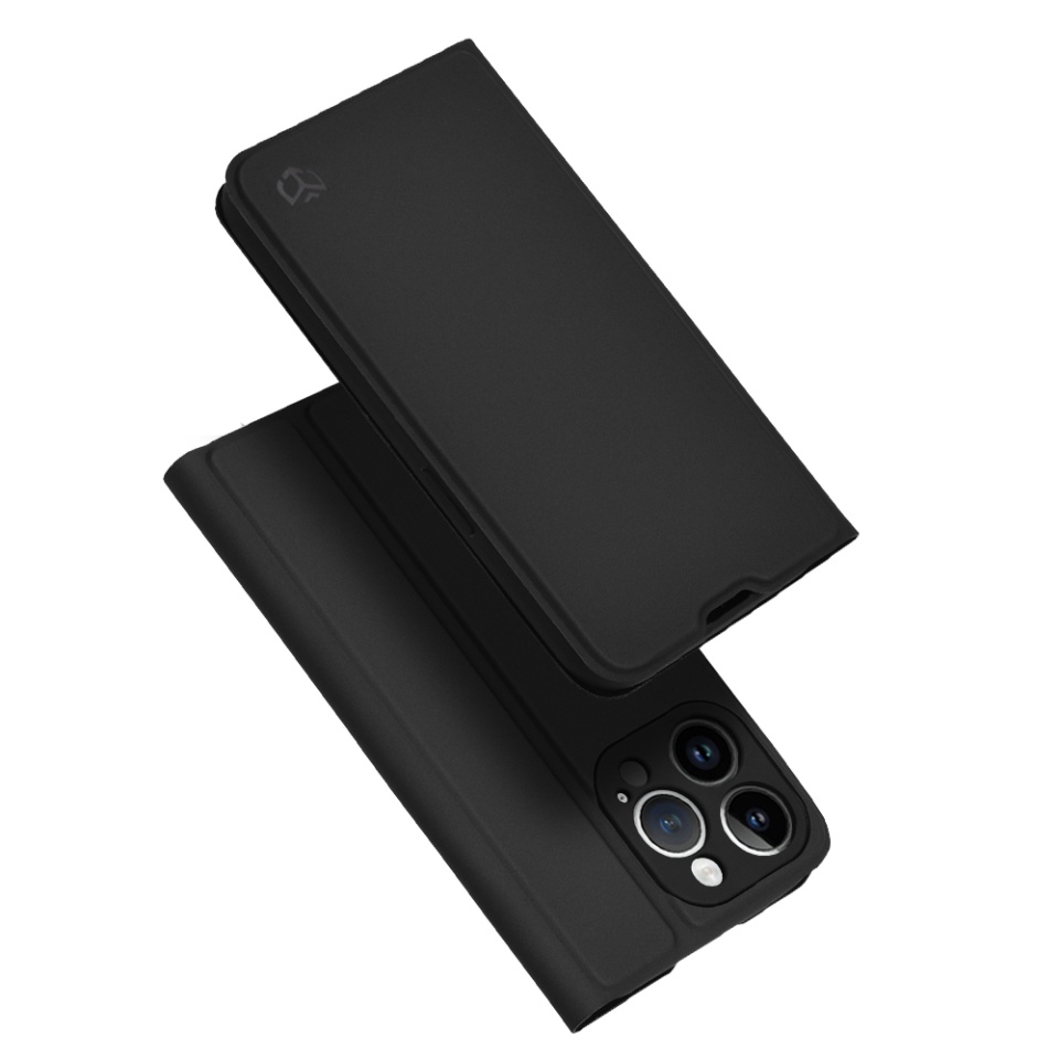 Husa pentru iPhone 14 Pro, SKYDDAR INNOVATION, Magskin Book, tip Carte cu Portofel Interior, set cu sticker, Negru
