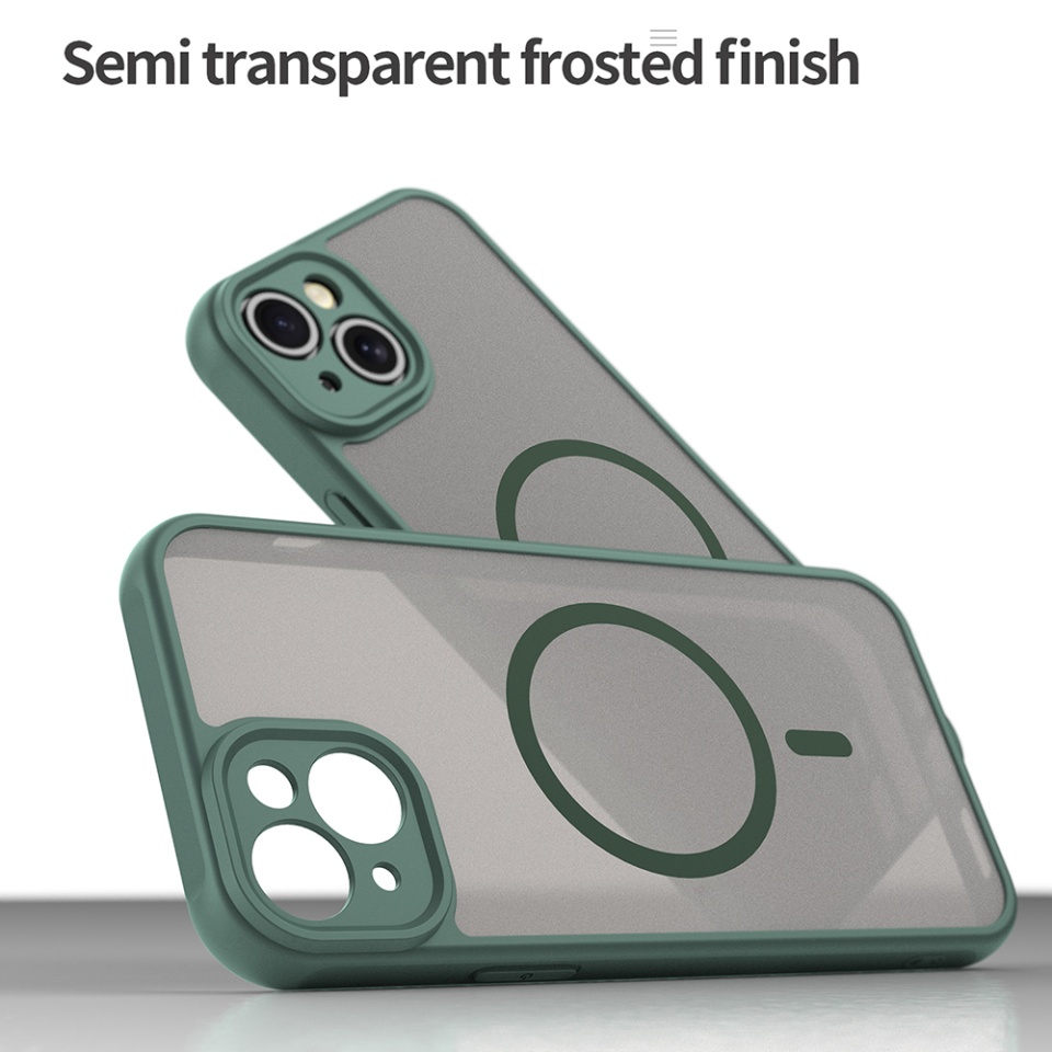 Husa pentru iPhone 14, SKYDDAR INNOVATION, HaloFrost MagSafe II, Antisoc, set cu sticker, Verde - 3 | YEO