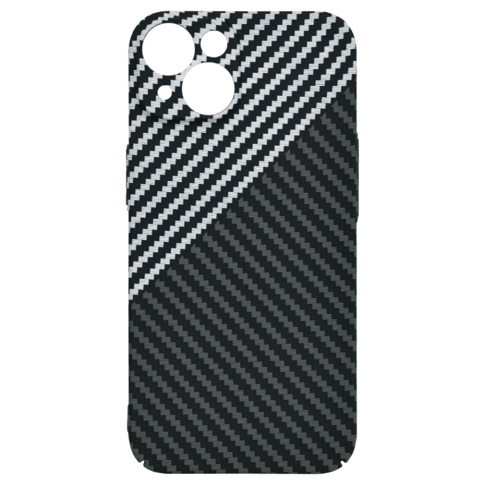 Husa pentru iPhone 14, SKYDDAR INNOVATION, textura carbon, Carbonite FiberShell, Gri, set cu sticker - 3 | YEO