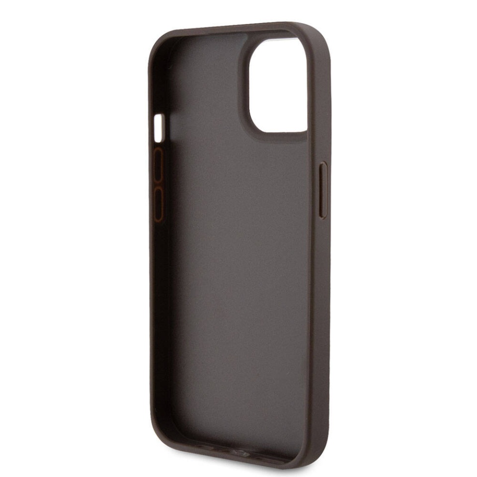 Husa pentru iPhone 15 cu snur, Leather Metal Logo Strass Crossbody, Guess - Maro - 5