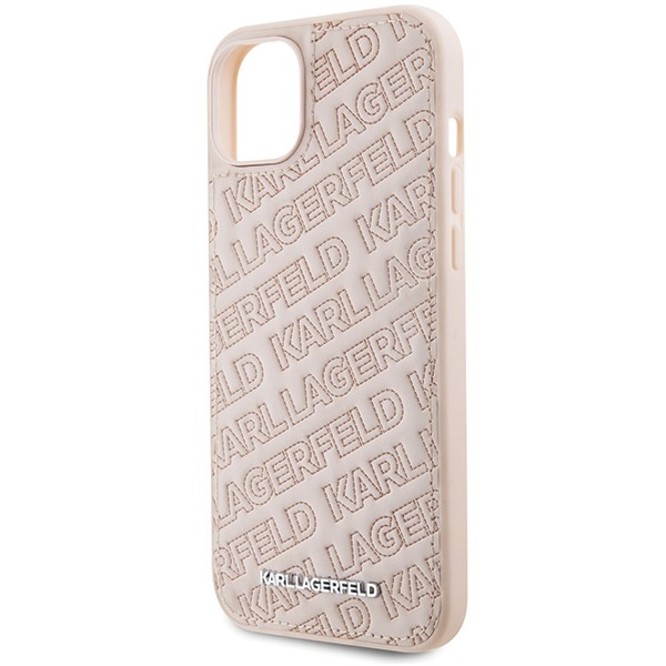 Husa pentru iPhone 15, Diagonal Quilted K Pattern, Karl Lagerfeld, Roz - 1 | YEO