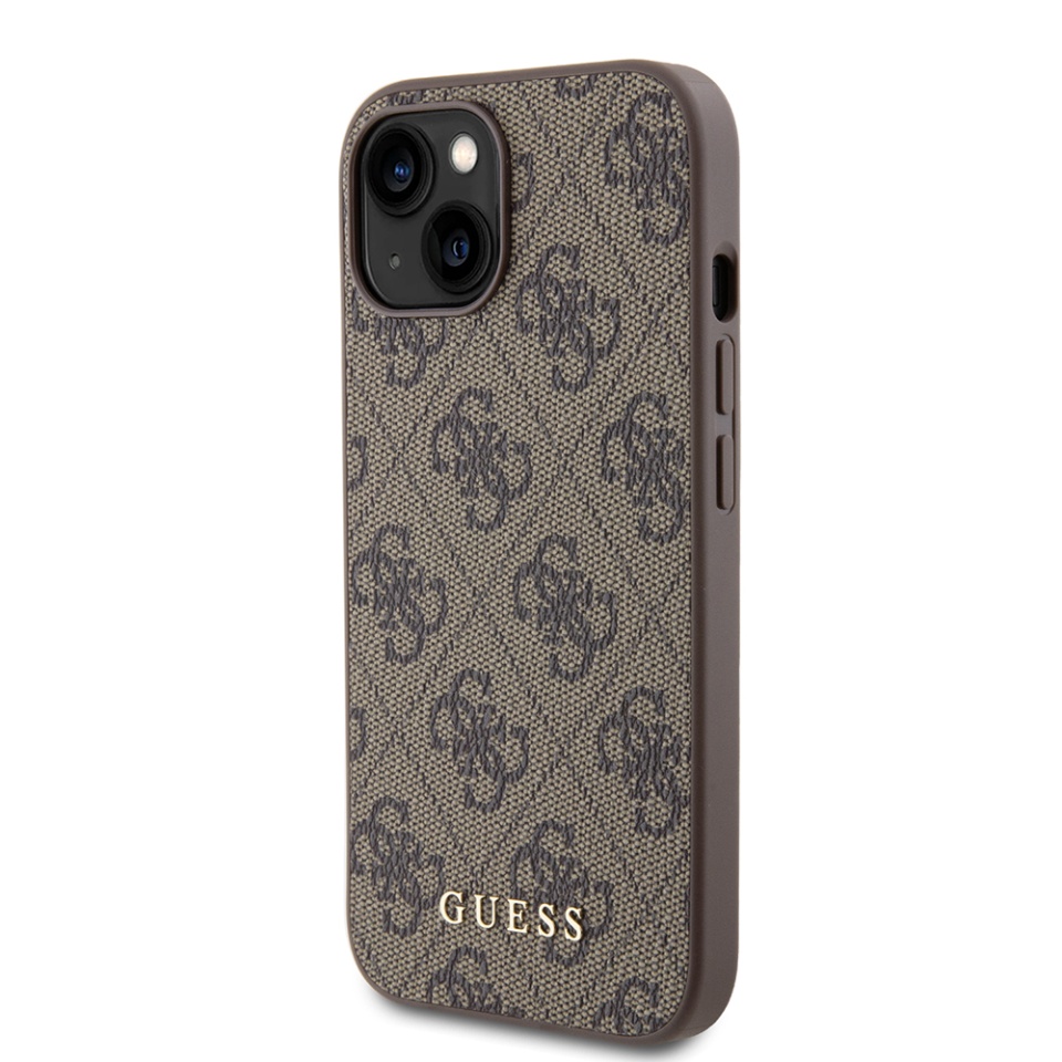 Husa pentru iPhone 15, Guess, Hardcase 4G Metal Gold Logo, Maro - 3 | YEO