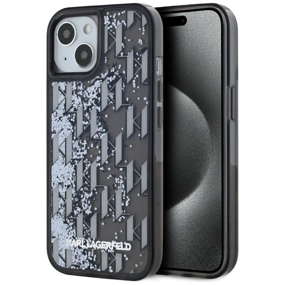 Husa pentru iPhone 15, Hardcase Glitter, Karl Lagerfeld, Coral