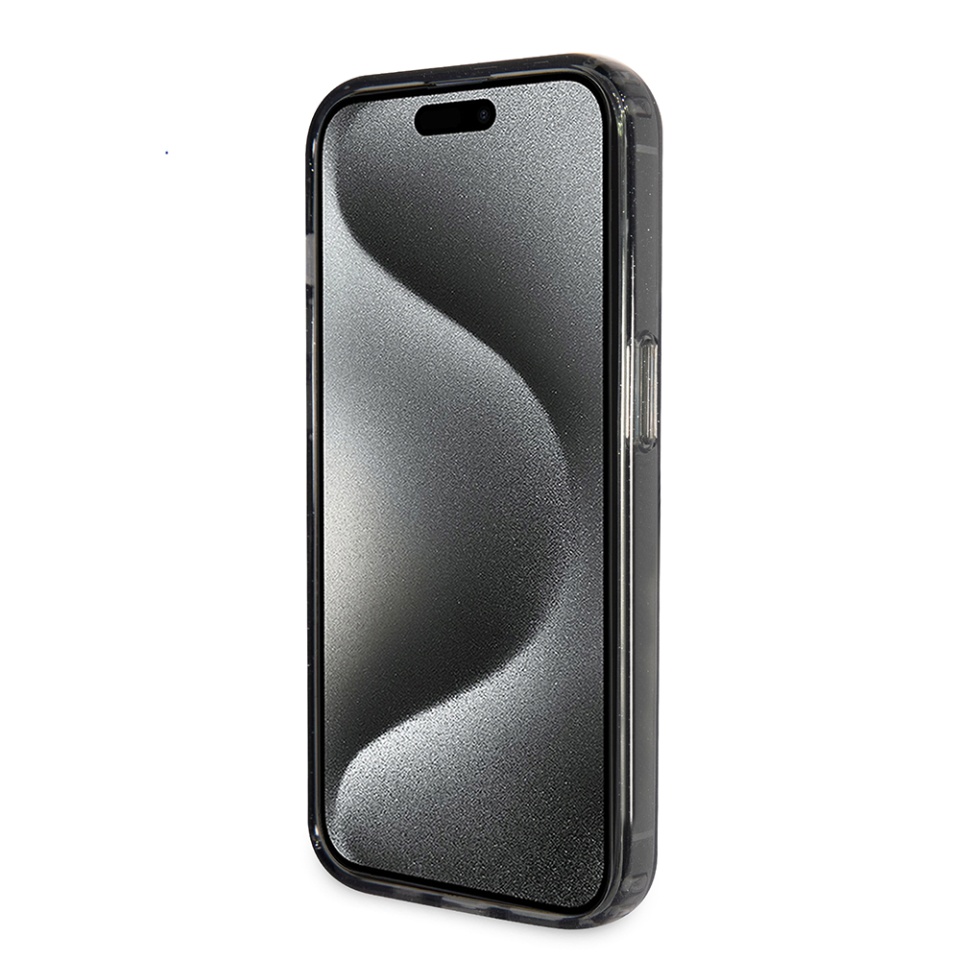 Husa pentru iPhone 15 Plus Ring Stand Script Glitter, Guess - Negru - 1 | YEO