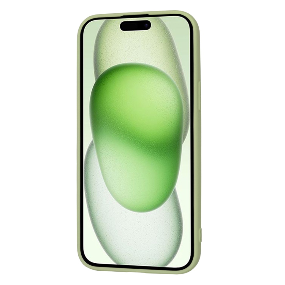 Husa pentru iPhone 15 Plus, SKYDDAR INNOVATION, din Silicon Catifelat, SoftElegance , Verde, set cu sticker - 1 | YEO