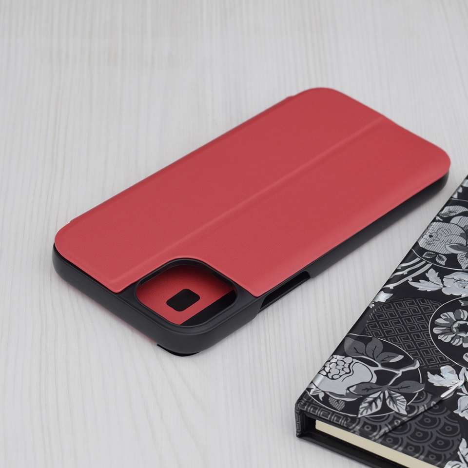 Husa pentru iPhone 15 Plus, SKYDDAR INNOVATION, eFold, tip carte, Rosu, set cu sticker - 1 | YEO