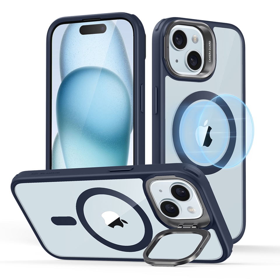 Husa pentru iPhone 15 Plus, slim MagSafe, Classic Hybrid HaloLock Kickstand ESR - Albastru
