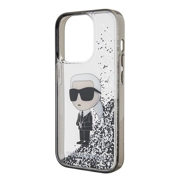 Husa pentru iPhone 15 Pro, Hardcase Liquid Glitter, Karl Lagerfeld - Transparent Sclipici - 1 | YEO