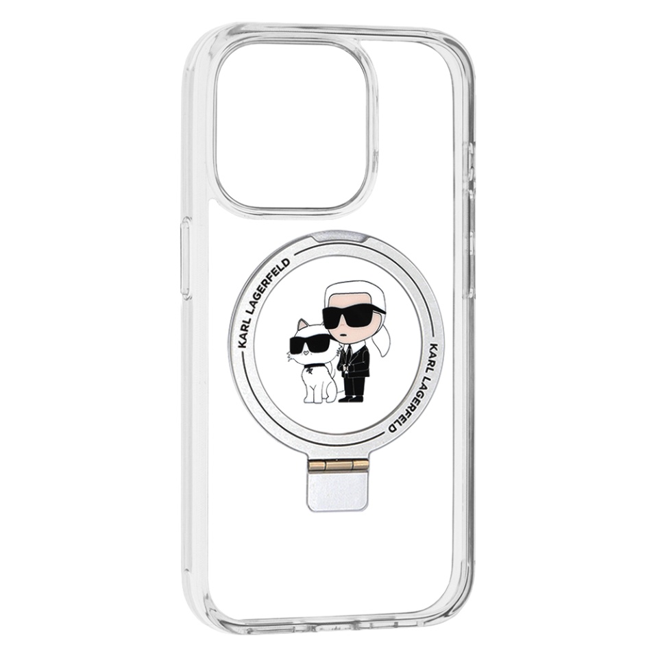 Husa pentru iPhone 15 Pro, Hardcase Ring Stand MagSafe, Karl Lagerfeld - Alb - 1 | YEO