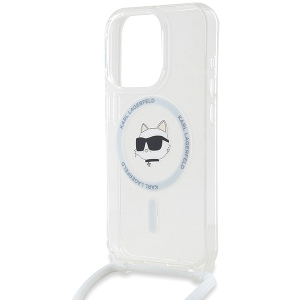 Husa pentru iPhone 15 Pro, Karl Lagerfeld, IML Crossbody MagSafe, Transparent Choupette Head&Cord - 2 | YEO