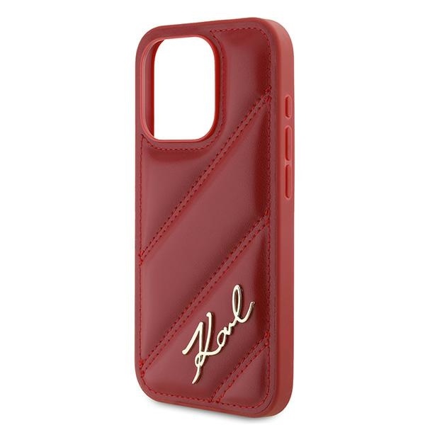 Husa pentru iPhone 15 Pro Max, Diagonal Quilted Script, Karl Lagerfeld - Rosu - 1 | YEO