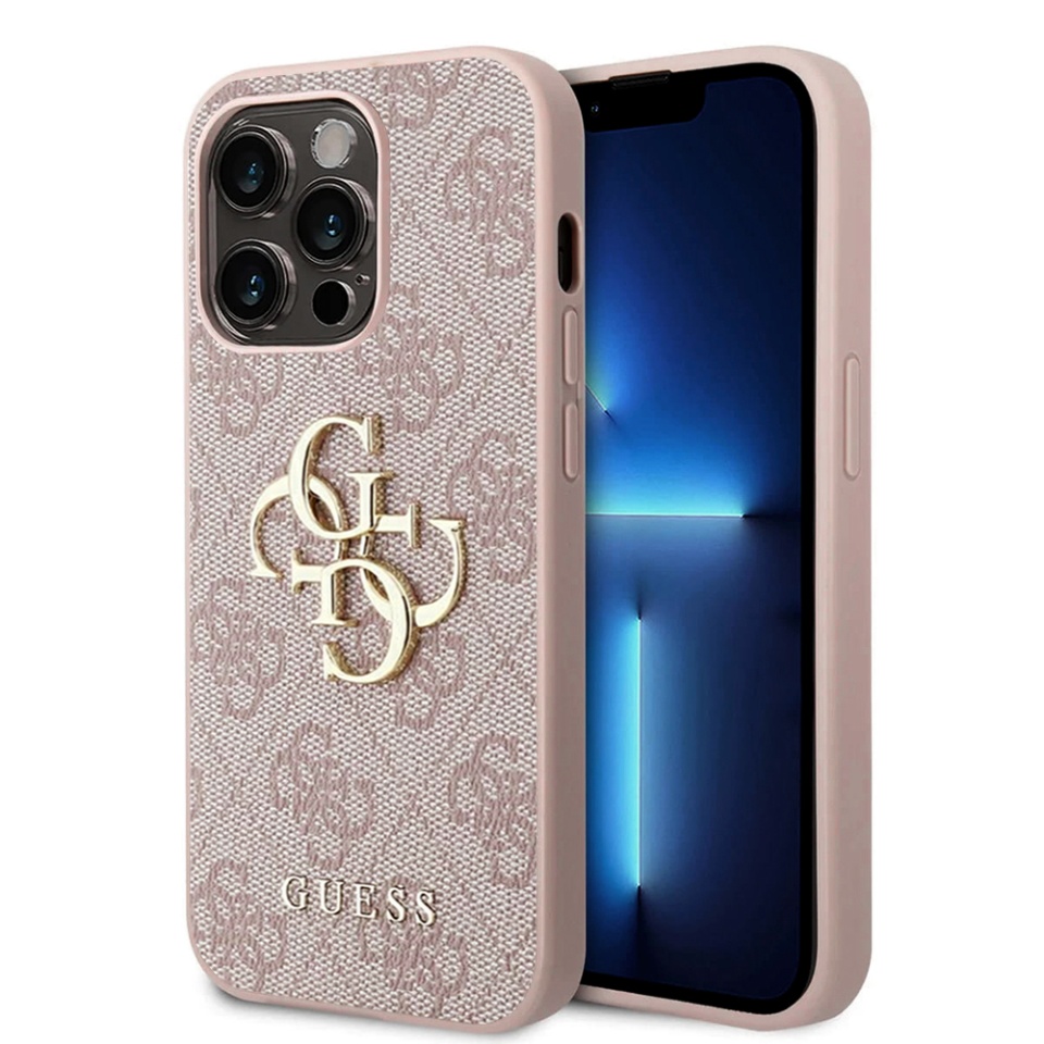 Husa pentru iPhone 15 Pro Max, Guess Hardcase 4G Big Metal Logo, Protectie Slim, Compatibila, Roz
